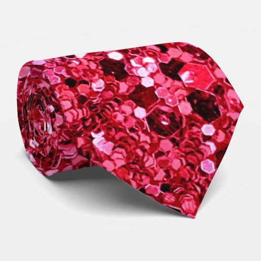 Hot Pink Glitzern Imitate Glitzer Extravagant Luxu Krawatte (Gerollt)