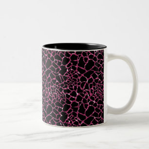Hot-Pink-Glitzern mit Schwarz-Tier-Print Zweifarbige Tasse