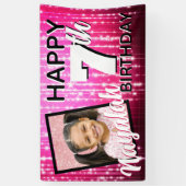 Hot Pink Glitzern| Monogram| AGE| Foto Geburtstag Banner (Vertikal)