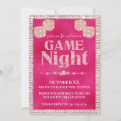 Hot Pink Glitzern Würfel Ladys Game Night Einladung (Vorderseite)