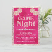 Hot Pink Glitzern Würfel Ladys Game Night Einladung (Stehend Vorderseite)