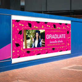 Hot Pink Glückwunsch Graduieren Custom Foto Abschl Banner