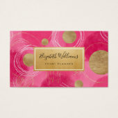 Hot Pink Gold Abstract Business Cards (Vorderseite)