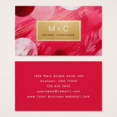 Hot Pink Gold Abstract Monogram Business Cards (Vorne & Hinten)