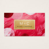 Hot Pink Gold Abstract Monogram Business Cards (Vorderseite)
