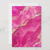 Hot Pink Gold Agate Moderne Hochzeit Einladung (Rückseite)
