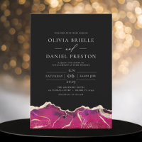 Hot Pink Gold Agate Moderne Hochzeit