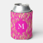 Hot Pink Gold Animal Print Monogram Glam Chic Fett Dosenkühler (Kanne Vorderseite)