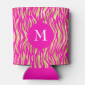 Hot Pink Gold Animal Print Monogram Glam Chic Fett Dosenkühler (Rückseite)