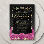 Hot Pink Gold Black Quinceñera Einladung