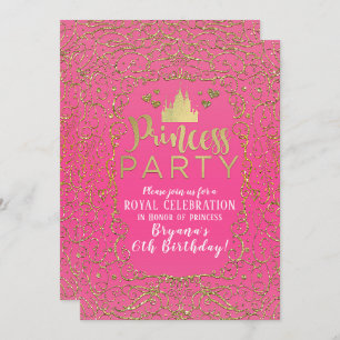 Hot Pink & Gold Burg PRINCESS PARTY Geburtstag Einladung