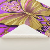 Hot Pink Gold Butterfly Personalisierter Name Sherpadecke (3/4)