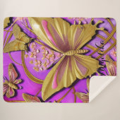 Hot Pink Gold Butterfly Personalisierter Name Sherpadecke (Vorderseite (Horizontal))