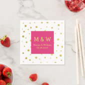 Hot Pink Gold Confetti Wedding Monogram Serviette (Beispiel)