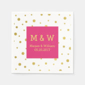 Hot Pink Gold Confetti Wedding Monogram Serviette (Vorderseite)