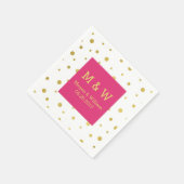 Hot Pink Gold Confetti Wedding Monogram Serviette (Ecke)