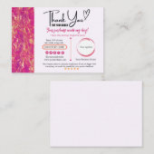 Hot Pink Gold Danke Business Card Visitenkarte (Vorne/Hinten)