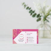 Hot Pink Gold Design Business Card Visitenkarte (Stehend Vorderseite)