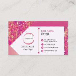 Hot Pink Gold Design Business Card Visitenkarte