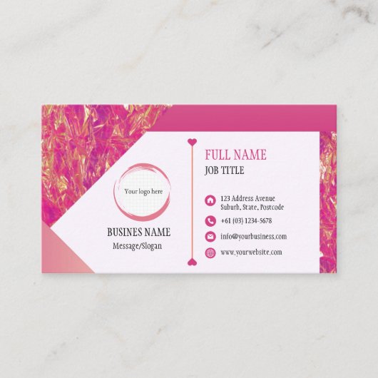 Hot Pink Gold Design Business Card Visitenkarte (Vorderseite)