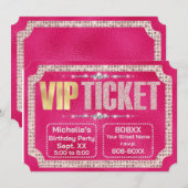 Hot Pink & Gold Diamonds und Glitzer Ticket Einladung (Vorne/Hinten)