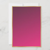 Hot Pink Gold Diskothek Junggeselinnen-Abschied Einladung (Rückseite)