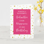 Hot Pink Gold Dots Godmutter Geburtstag Karte (Gelbe Blume)