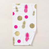 Hot Pink & Gold Dots & Pineapples Fun Summer Chic Badhandtuch Set (Handtuch)