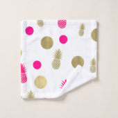 Hot Pink & Gold Dots & Pineapples Fun Summer Chic Badhandtuch Set (Waschlappen)