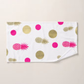 Hot Pink & Gold Dots & Pineapples Fun Summer Chic Badhandtuch Set (Handtuch)