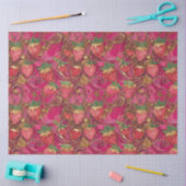 Hot Pink Gold Erdbeere Weinmuster Seidenpapier (Basteln)