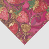 Hot Pink Gold Erdbeere Weinmuster Seidenpapier (Ausschnitt)