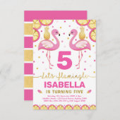 Hot Pink Gold Flamingo Tropischer Sommer Geburtsta Einladung (Vorne/Hinten)