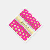Hot Pink Gold Foil Polka Dots Diamanten Serviette (Ecke)