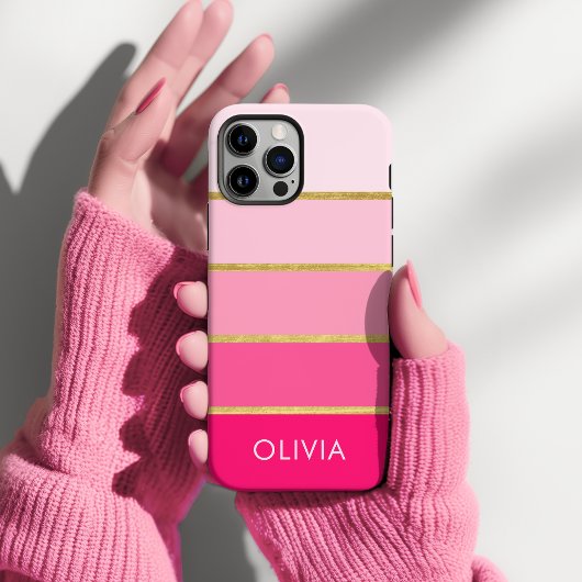 Hot Pink & Gold Girls Personalisiert Case-Mate iPhone Hülle