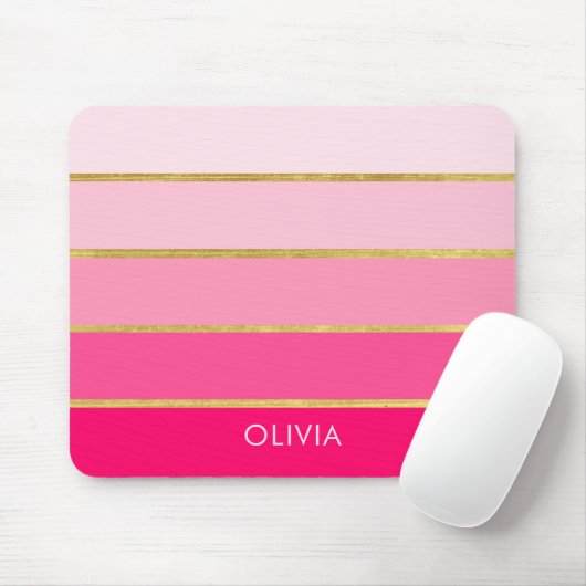 Hot Pink & Gold Girls Personalisiert Mousepad (Mit Mouse)