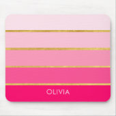 Hot Pink & Gold Girls Personalisiert Mousepad (Vorne)