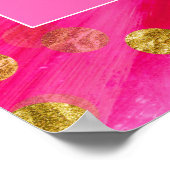 Hot Pink Gold Glitzer Happy Geburtsdatum Poster (Ecke)