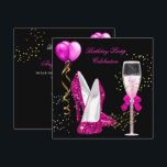 Hot Pink Gold Glitzern Black Birthday Party Einladung<br><div class="desc">Hot Pink Gold Glitzer Black Birthday Party High Heel Shoes Champagner Brillen White Gold Gelbe Glitzer Birthday Party Streamers Ballon Elegant Classy Celebrations Jeden Anlaß Einladungen. Party Geburtstag lädt Template für den 21.,  30.,  40.,  50.,  60.,  70.,  80.,  90.,  100.</div>