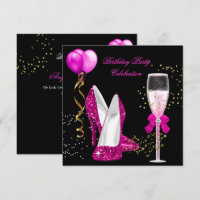 Hot Pink Gold Glitzern Black Birthday Party