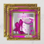 Hot Pink Gold High Heel Schuhe Champagner Einladung (Vorne/Hinten)