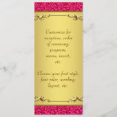 Hot-Pink-Gold-Hochzeitsprogramm Menükarte (Rückseite)