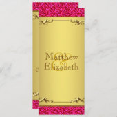 Hot-Pink-Gold-Hochzeitsprogramm Menükarte (Vorne/Hinten)