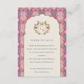 Hot Pink Gold Klassik Blues Laurel Hochzeit Detail Begleitkarte (Vorderseite)