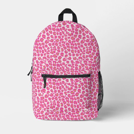 Hot Pink Gold Leopard Muster Bedruckter Rucksack (Vorderseite)