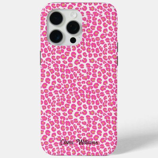Hot Pink Gold Leopard Muster Case-Mate iPhone Hülle (Rückseite)