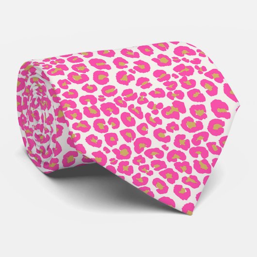 Hot Pink Gold Leopard Muster Krawatte (Gerollt)