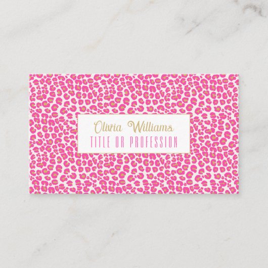 Hot Pink Gold Leopard Muster Visitenkarte (Vorderseite)