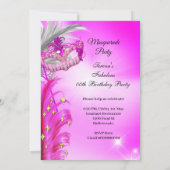 Hot Pink Gold Masquerade Party Fantastisch Geburts Einladung (Rückseite)