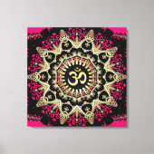 Hot Pink+Gold Om Mandala New Age Wrapped Canvas Leinwanddruck (Vorderseite)